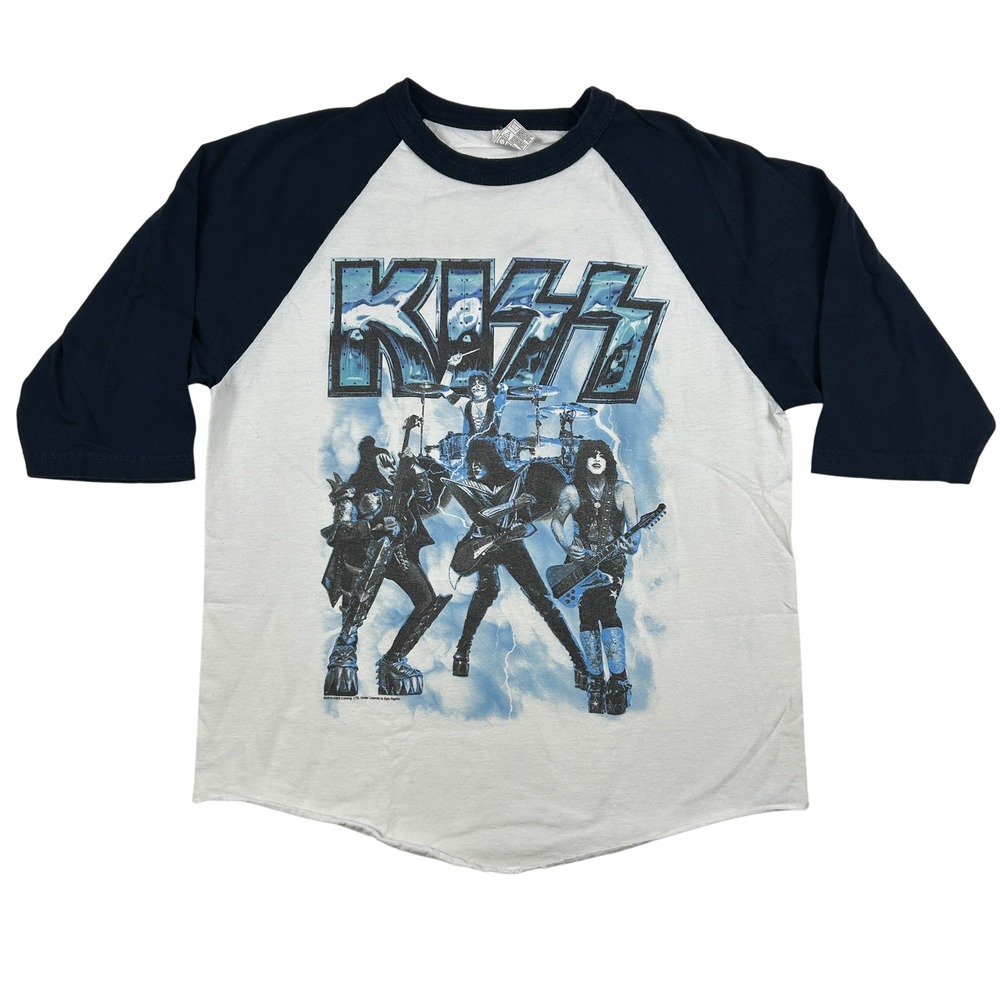 Vintage KISS Shirt Mens Large 40th Anniversary Raglan Concert Tour 2014 Rock‎